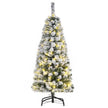 4ft snow-flocked pre-lit Christmas tree glowing with 150 warm white LEDs