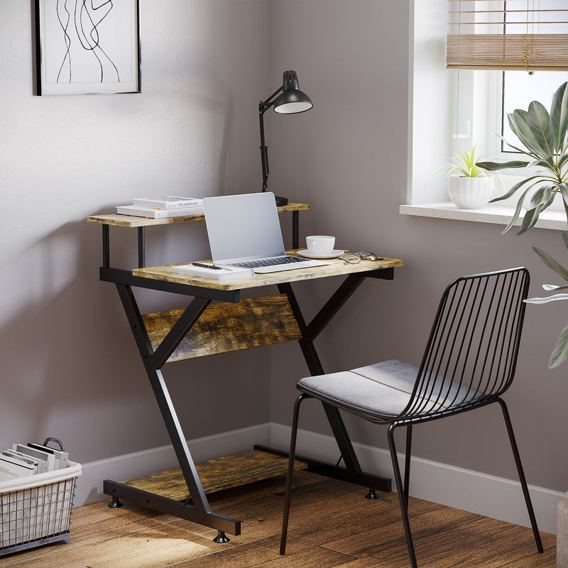 Industrial computer desk with monitor shelf – image 6