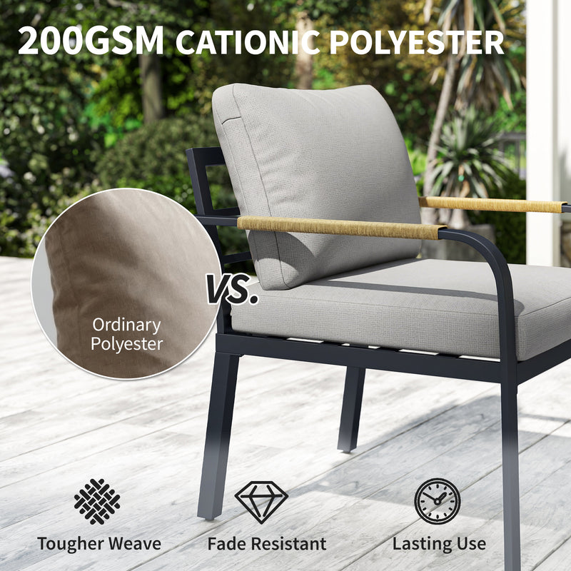 Outsunny 7 Seater Garden Furniture Set, Metal Garden Sofa Set with Cushions, Outdoor Furniture Conversation Sets, Light – view 5