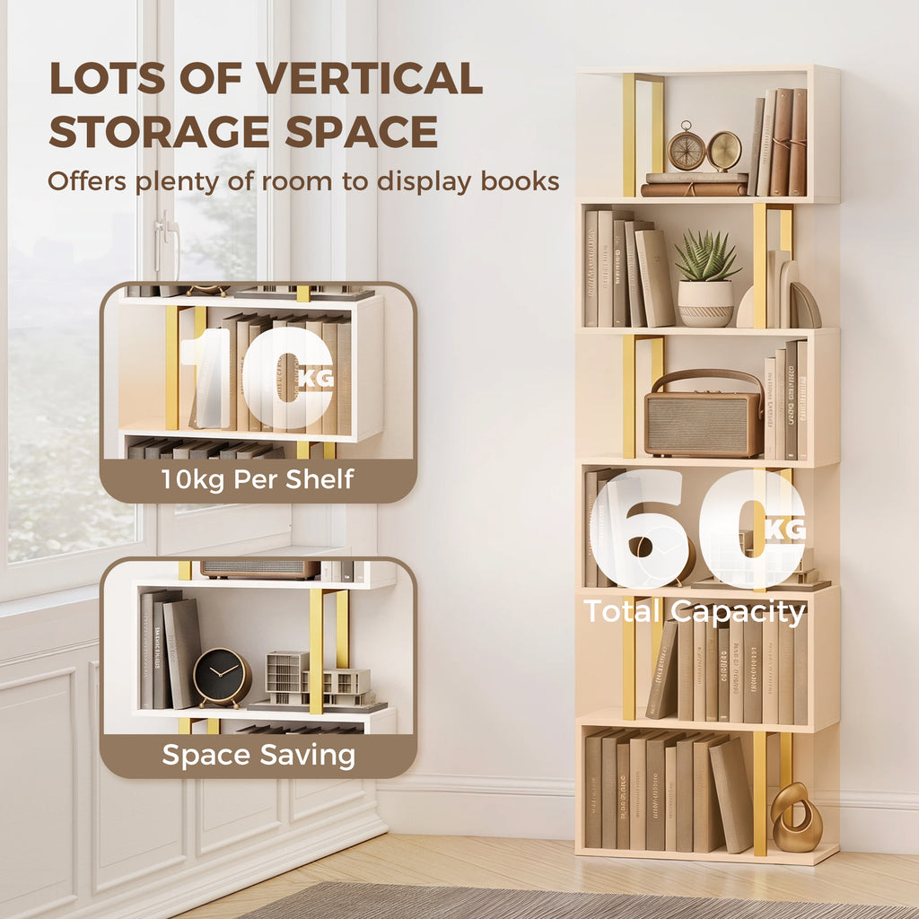 Industrial Freestanding Bookshelf, Storage Shelving Unit for Bedroom and Living Room