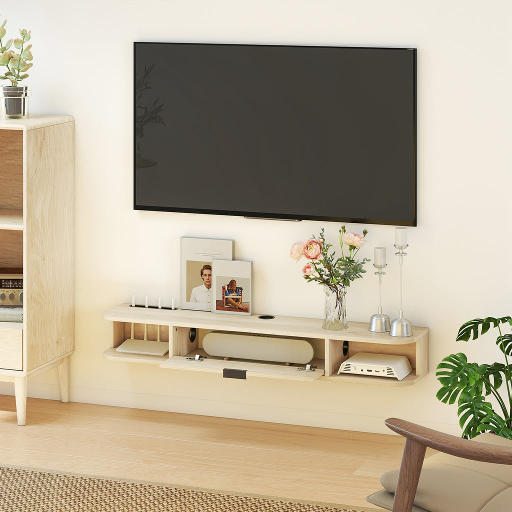 120 cm Floating TV Unit for TVs up to 50 Inch - Natural