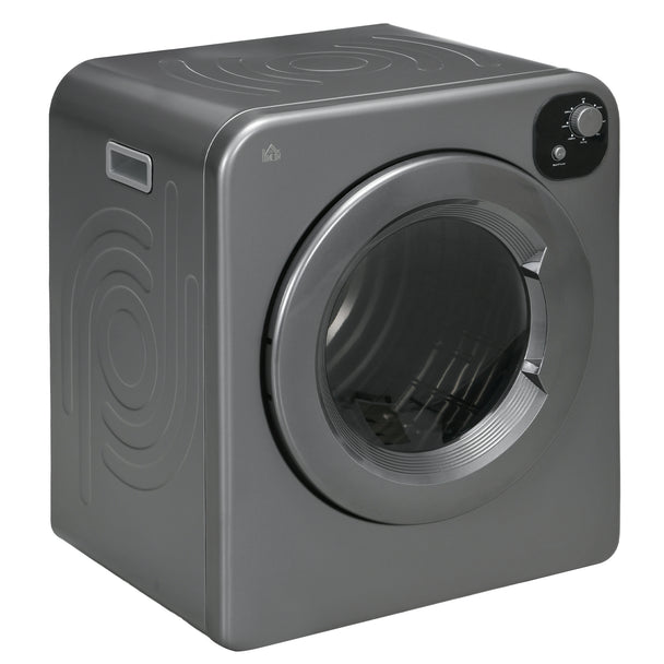 Grey 6 kg compact vented tumble dryer with front-loading door and control dial
