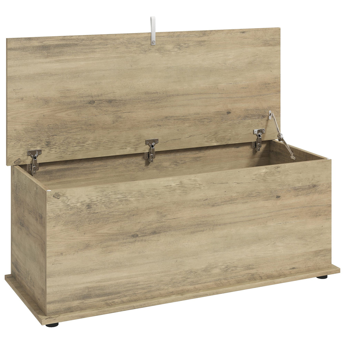 HOMCOM Large 114L Storage Chest Grey Wood Bench Trunk with Safety Lid for Bedroom Hallway and Living Room 100 x 40 x