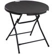 Dark grey folding Ø80 cm round garden dining table with wood-effect top