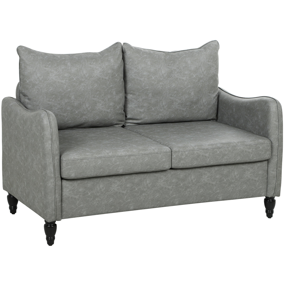 135 cm Faux Leather 2-Seater Sofa – Grey