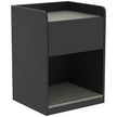HOMCOM Modern Bedside Table, Slim Nightstand with Drawer, Shelf and Cable Holes, Black and Grey Wood Effect