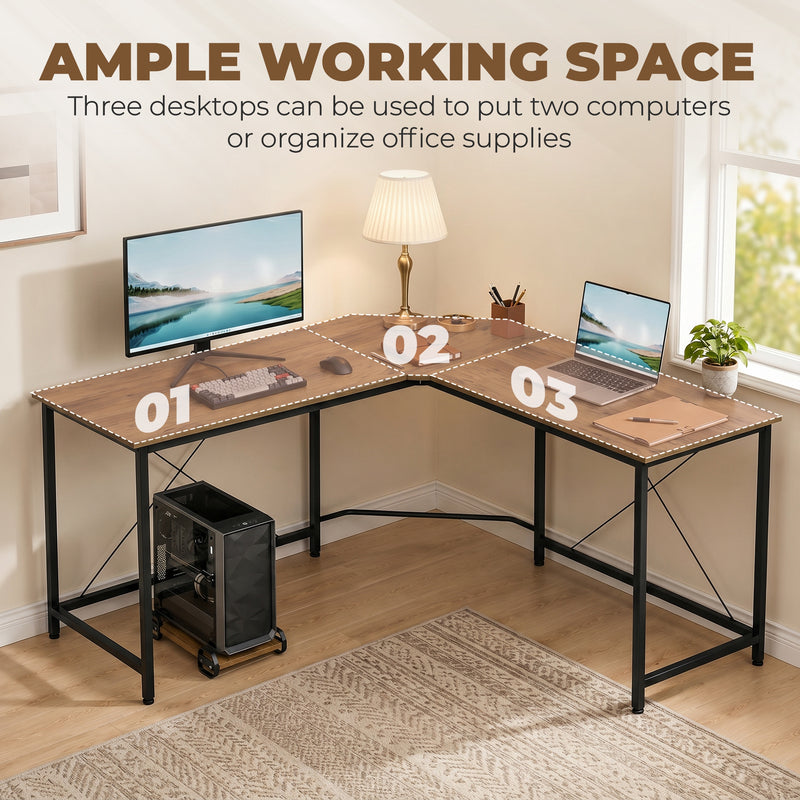 HOMCOM Corner L-Shape Computer Desk PC Workstation Writing Gaming Table Home Office – view 5