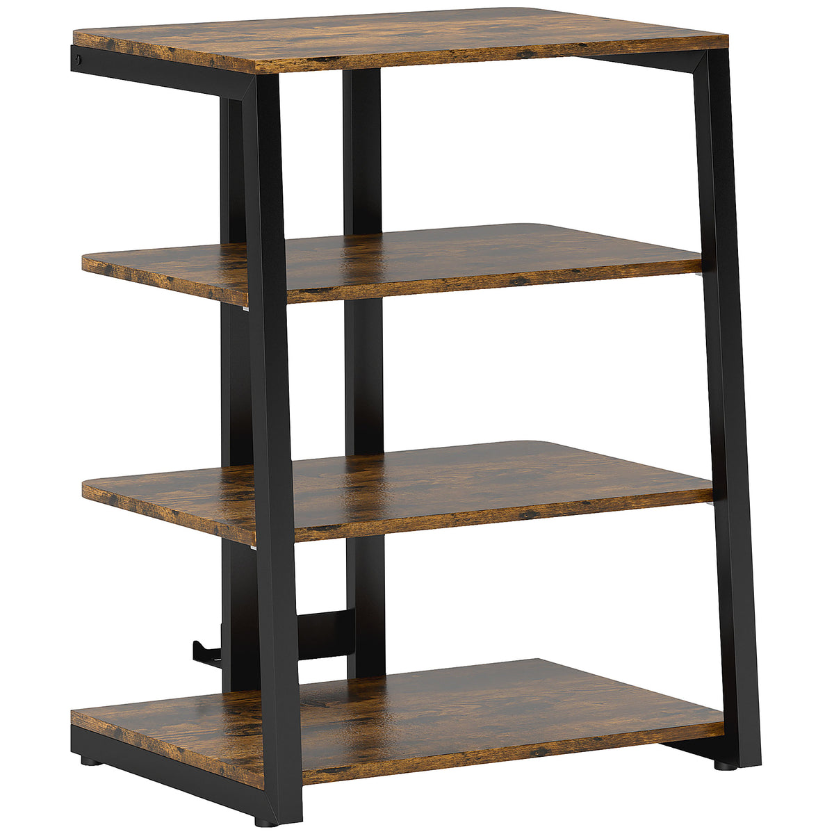 4-Tier Hi-Fi Stand with Adjustable Shelves – Rustic Brown