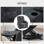 HOMCOM Electric Riser Recliner Armchairï¼ Oversized Chair with Cup Holder & Side Pockets for Elderly in Living Room, Charcoal Grey