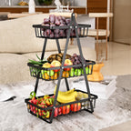 2 & 3 Tier Metal Fruit Basket Stand | Kitchen Countertop Bread & Vegetable Organizer