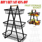 2 & 3 Tier Metal Fruit Basket Stand | Kitchen Countertop Bread & Vegetable Organizer