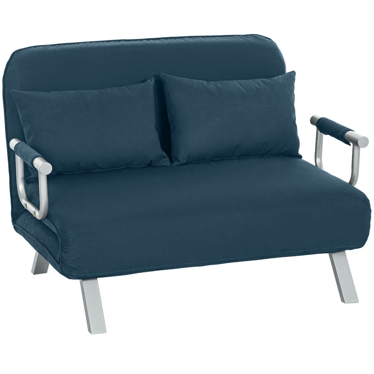 111 cm Faux Suede Click-Clack Sofa Bed – Navy Blue