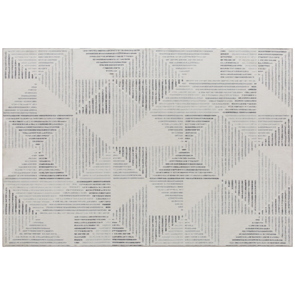 Grey geometric non-slip washable rug, 170 x 120 cm
