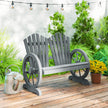 Outsunny Fir Wood Love Seats with Wheel-Shaped Armrests, Large Load-Bearing Chair, Grey – view 2