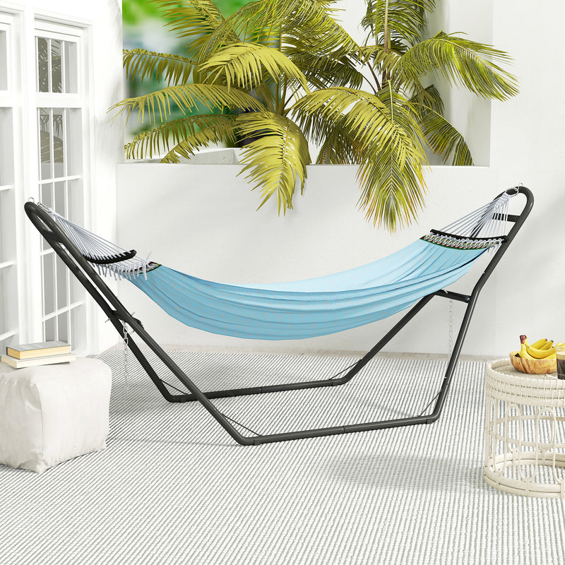 Outsunny 9ft Hammock Stand Adjustable Hammock Frame with Non-Slip Feet for Indoor Outdoor, 150 kg Capacity, Black – view 10