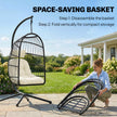 Outsunny Hanging Egg Chair, Indoor Outdoor Hammock Swing Chair with Stand, Safety Strap, Foldable Basket, Black/Cream – view 5