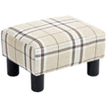 Linen Fabric Footstool Ottoman Cube with 4 Plastic Legs, Multi-colored