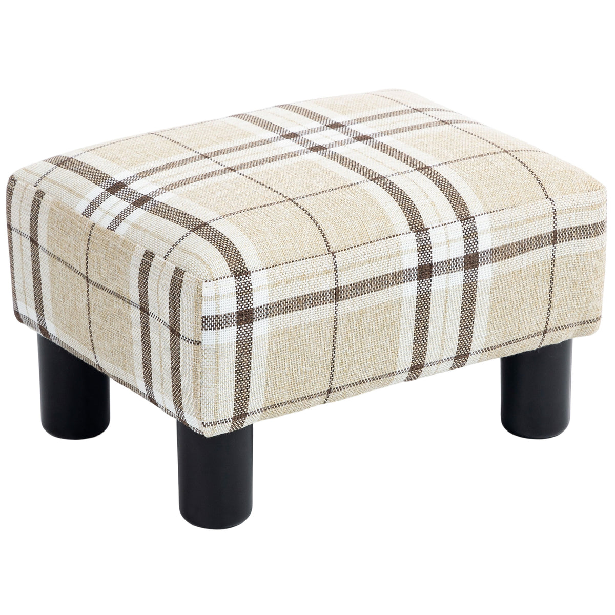 40 cm Padded Linen-Look Footstool – Multicolour