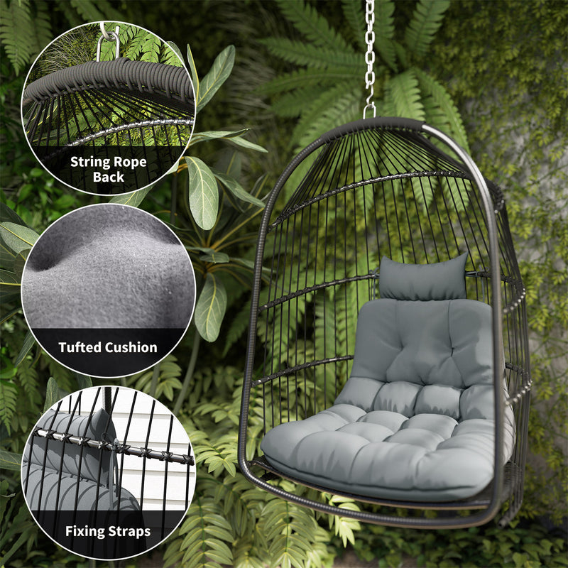 Rattan hanging egg chair – image 7
