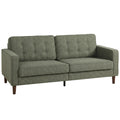 3 Seater Sofa Button Tufted Upholstered Couch with Wood Legs for Living Room, Green