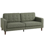 3 Seater Sofa Button Tufted Upholstered Couch with Wood Legs for Living Room, Green