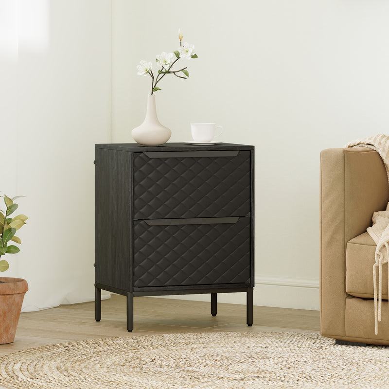 2-drawer fabric bedside chest – image 2