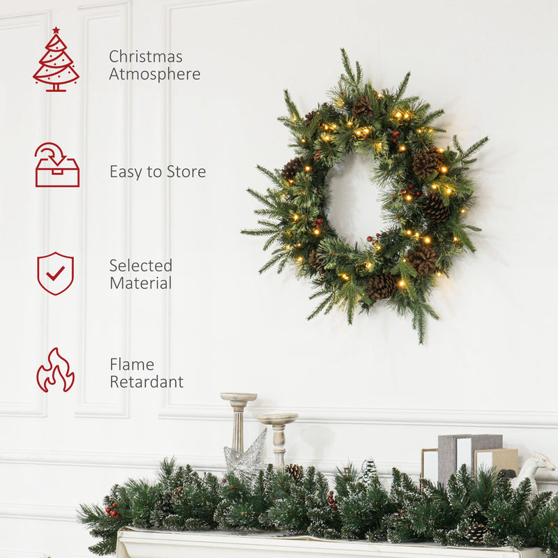 60cm Christmas Wreath displayed on a wall or door
