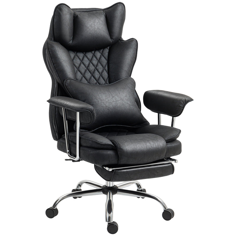 HOMCOM Leathaire Reclining Office Chair with Lumbar Support Pillow - Black – view 10