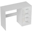 White 98 cm desk with four high-gloss drawers and aluminium handles