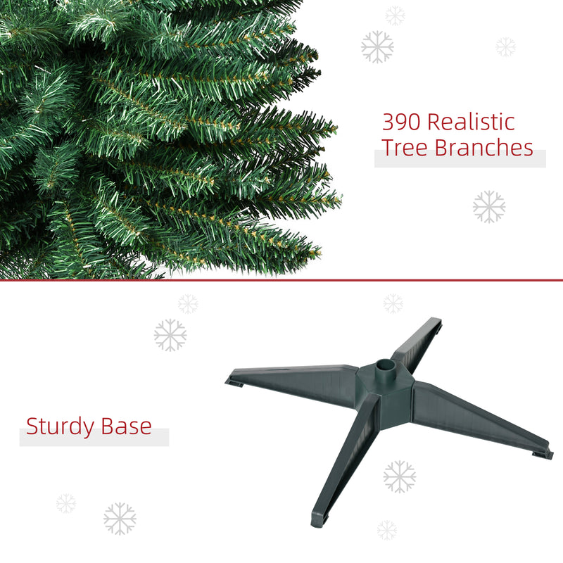 HOMCOM 6ft Unlit Artificial Christmas Tree, Pencil Slim Xmas Tree with Solid Stand and Realistic Branches, Green – view 6