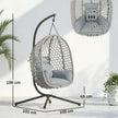 Outsunny Hanging Egg Chair, Indoor Outdoor Rattan Hammock Swing Chair with Stand, Safety Strap, Foldable Basket, Light – view 3