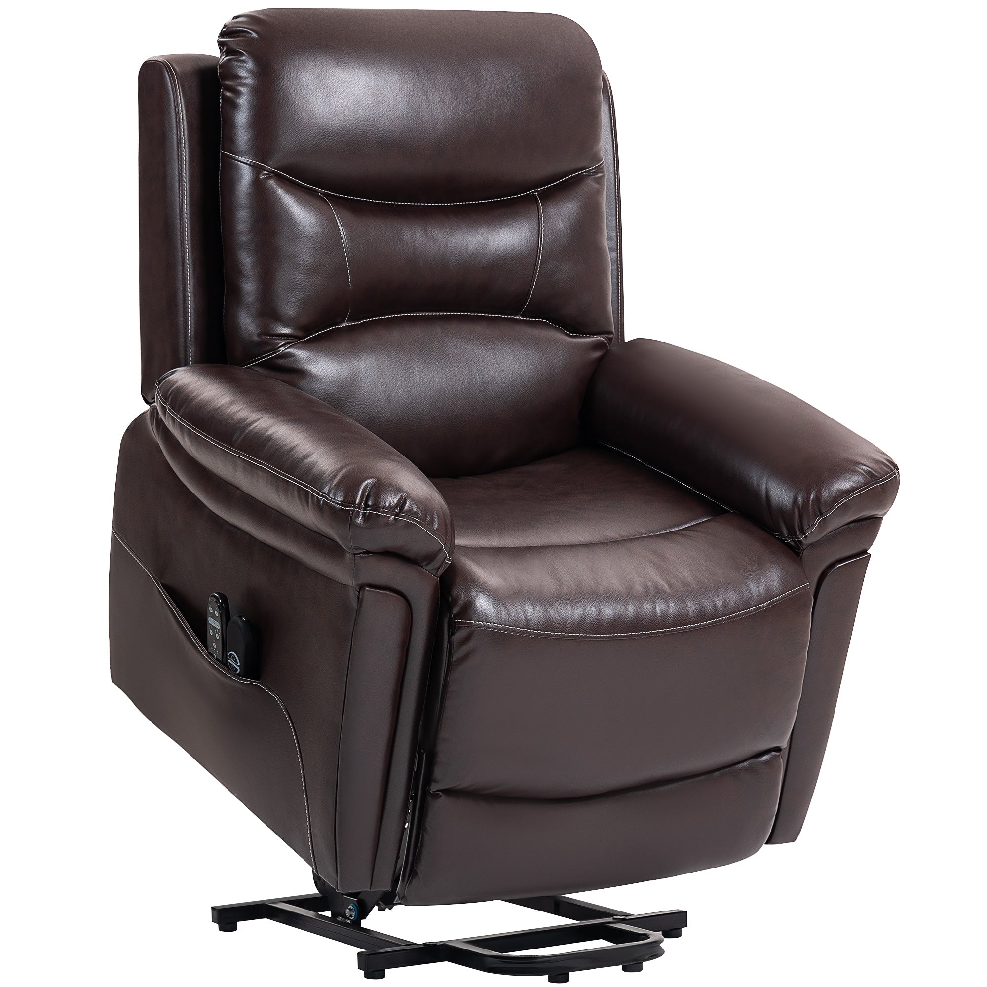Power Lift Recliner Chair with Vibration Massage, Heat, USB - Brown