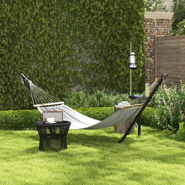 Outsunny 9.4ft Hammock Stand with Side Tray Stand, Steel Frame Hammock Net Stand, for String-style, Brazilian-style – view 2
