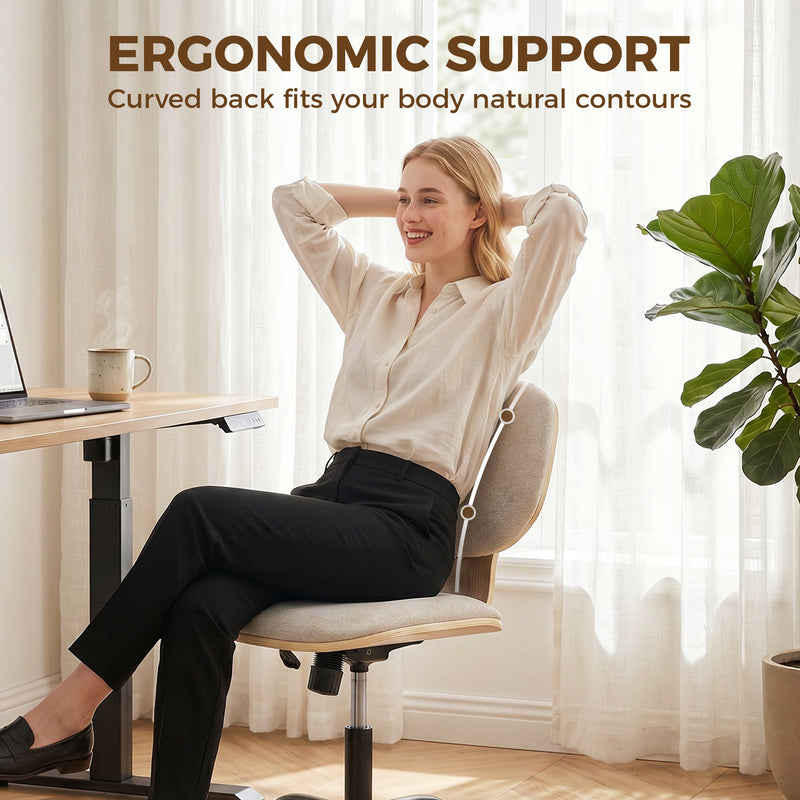 HOMCOM Home Office Desk Chair Rocking Function Ergonomic Swivel Chair with PU Wheels, Light Grey – view 5