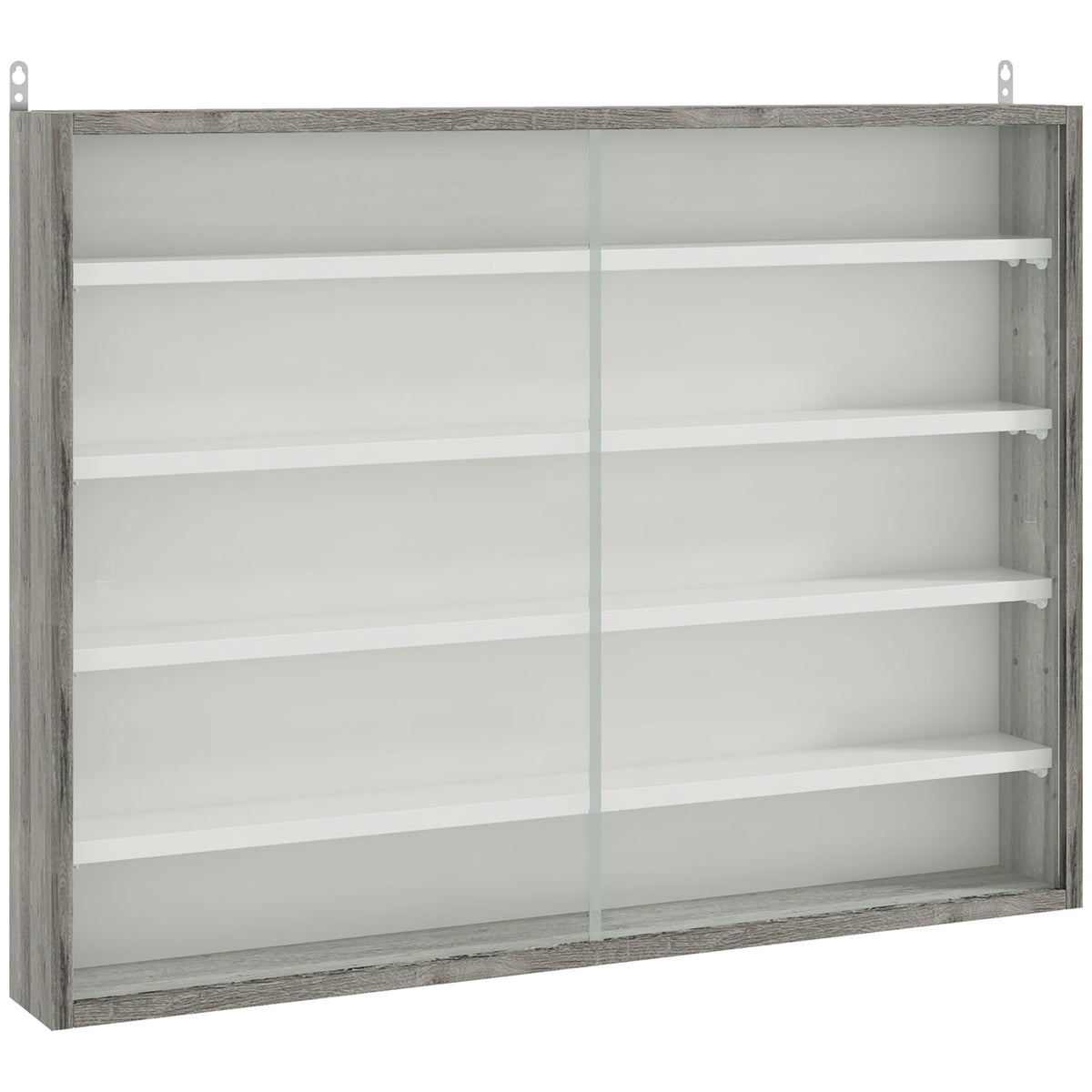 5-Tier Wall Display Cabinet with Sliding Glass Doors – Grey