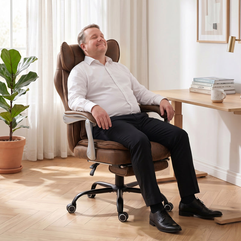 HOMCOM Executive Office Chair, Leathaire Big and Tall Office Chair 180 kg with Wide Seat, Reclining, Lumbar Support – view 9