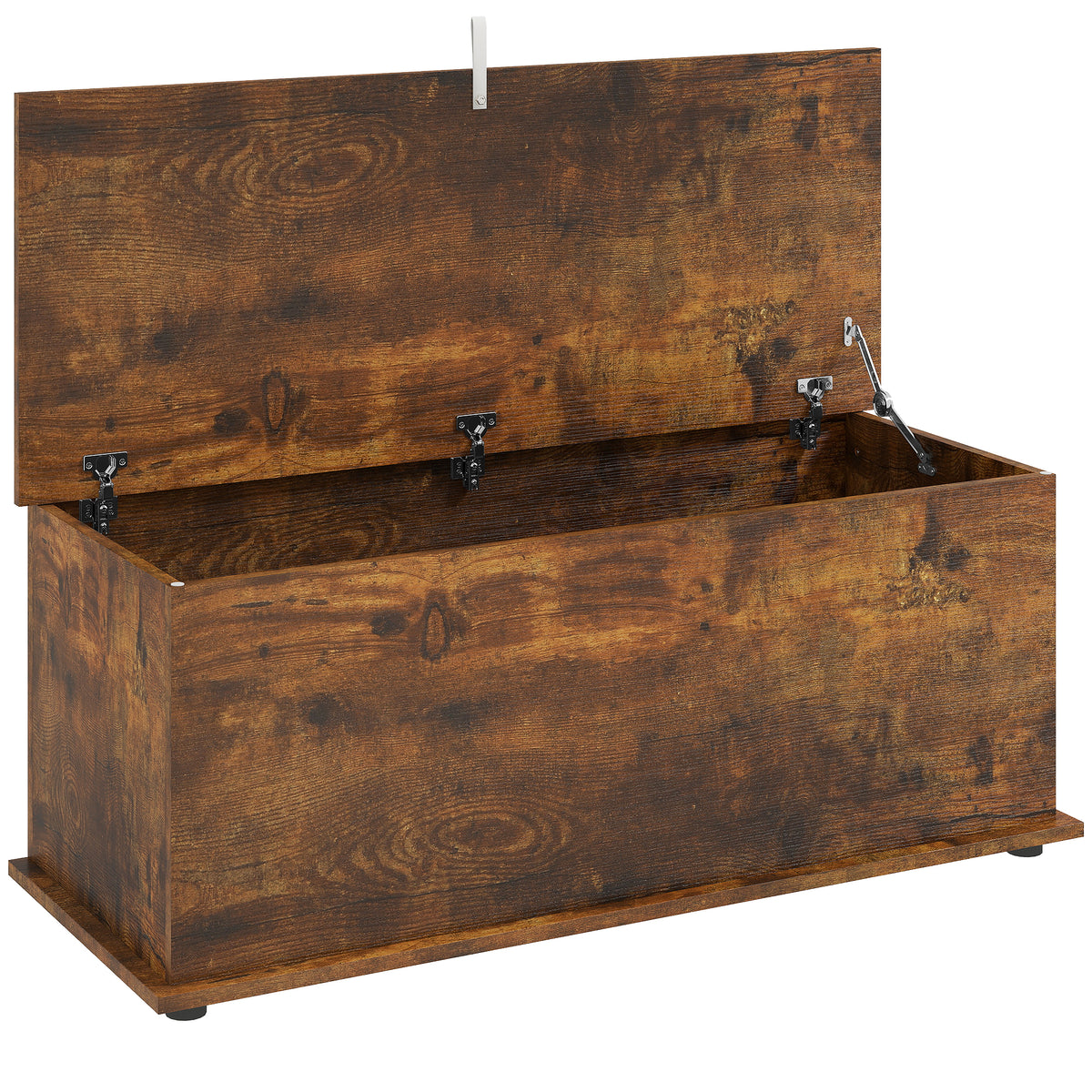 Rustic brown 114-litre storage chest and bed end bench with hinged lid