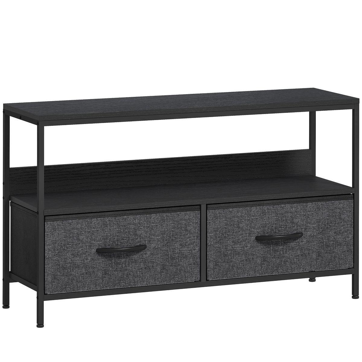 98 cm TV Stand with 2 Foldable Fabric Drawers – Black