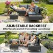 Outsunny 5 Seater Rattan Garden Furniture Set, L Shaped Garden Corner Sofa, Adjustable Back, Faux Wood Table, Dark Grey – view 4