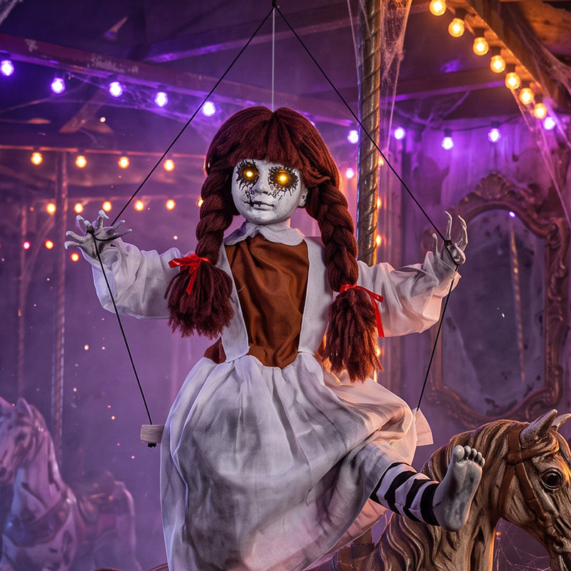 80cm Animated Creepy Girl on Swing Halloween Decoration – image 8 of 9