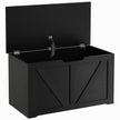 HOMCOM 100L Home Storage Box, with Safety Hinge - Black Wood-Effect