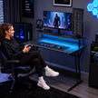 HOMCOM Two-Level LED Gaming Desk - Black – view 8