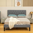 Grey linen-look double bed – image 8