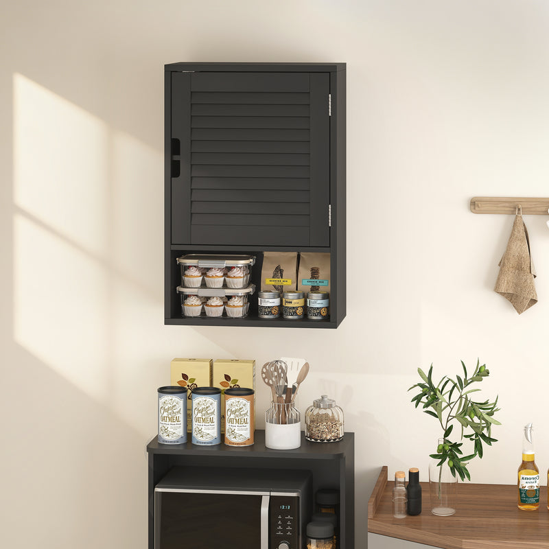 40 cm louvred bathroom wall cabinet in black – image 8