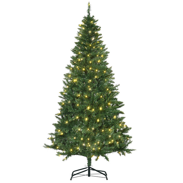6ft green pre-lit Christmas tree glowing with 200 warm white LED lights