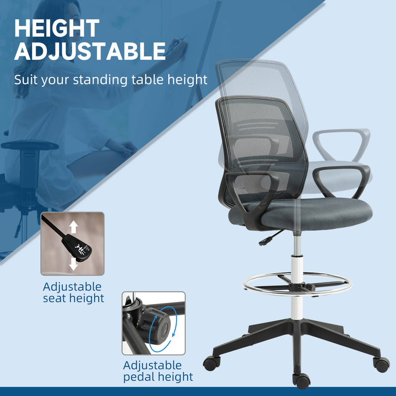 Grey mesh draughtsman chair – image 6