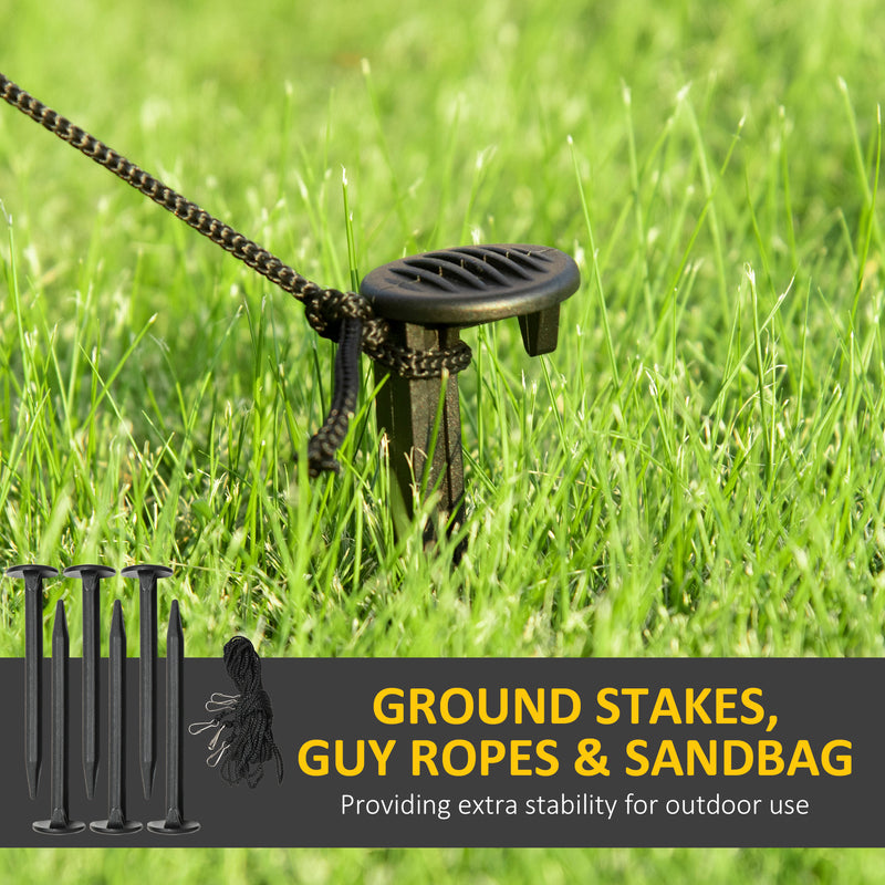 Ground stakes and tether ropes for securing the inflatable