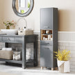 Tall matte grey bathroom cabinet – image 2