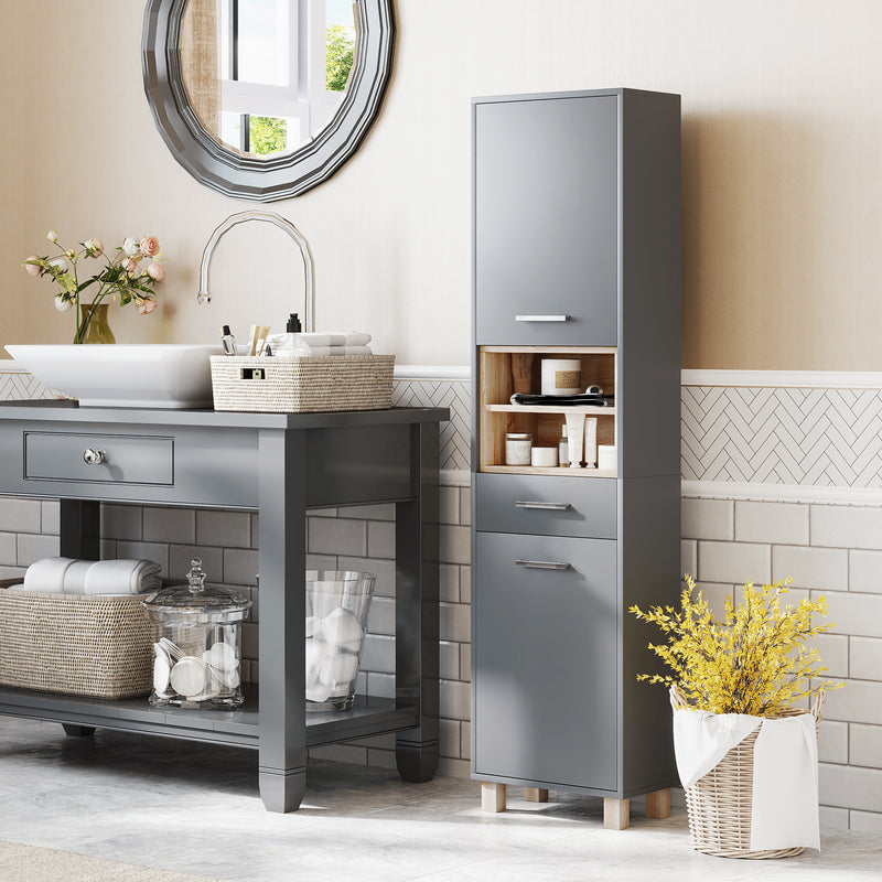 Tall matte grey bathroom cabinet – image 2