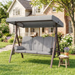 Outsunny 3 Seater Canopy Swing Chair, Outdoor Garden Swing Seat with Adjustable Canopy, Cushions and Cup Trays, Steel – view 8